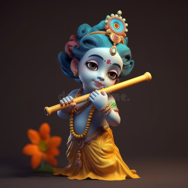 Little Krishna Playing in Childhood - HinduWallpaper