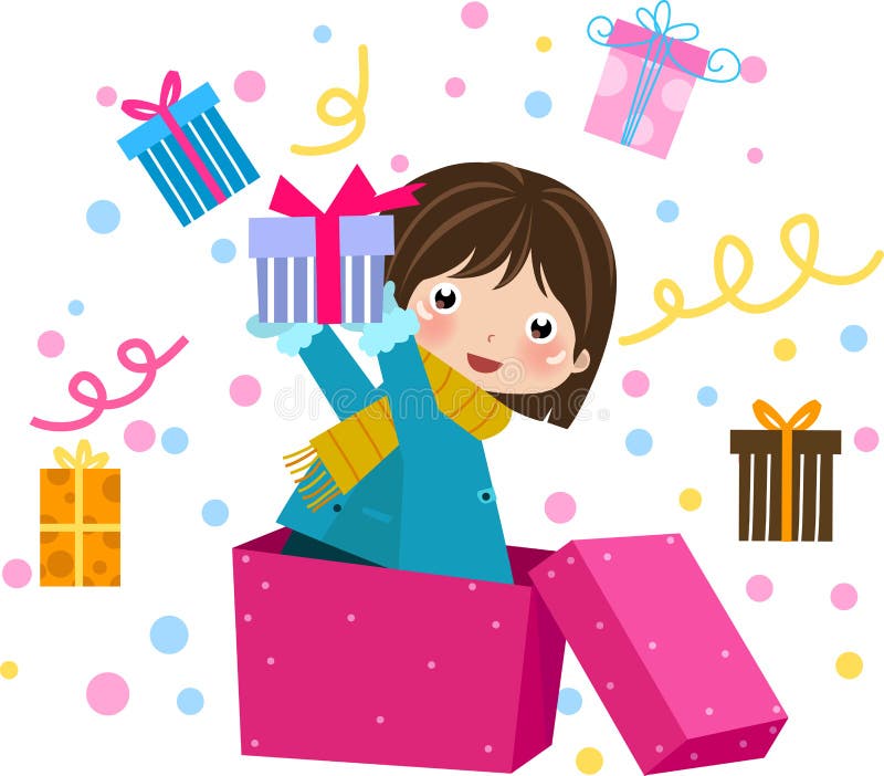 Cutie cu cadouri pentru fete stock illustration
