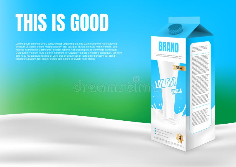 Cutie de carton pentru lapte pe râul Milk cu șablon și verde albastru și b vector illustration