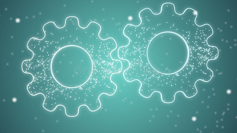 Cutie de viteze pentru transmisie auto. roți de protecție intercalate lucioase, în stil plexus, care se transformă în fundal albas stock illustration