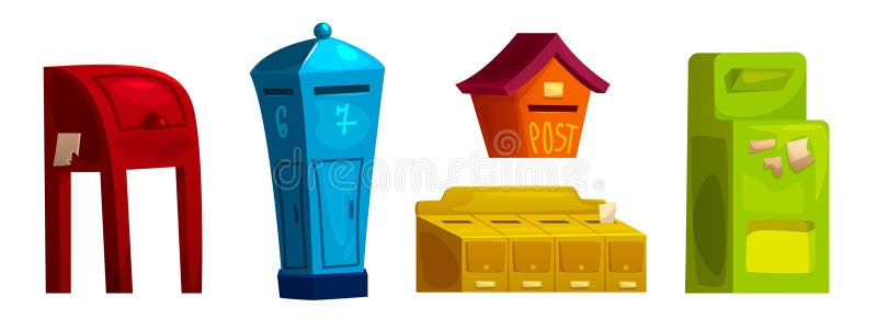 Cutie poștală colorată și post-colectare vector illustration