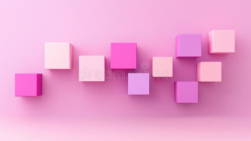 Cutii roz și violet pe un perete roz royalty free illustration