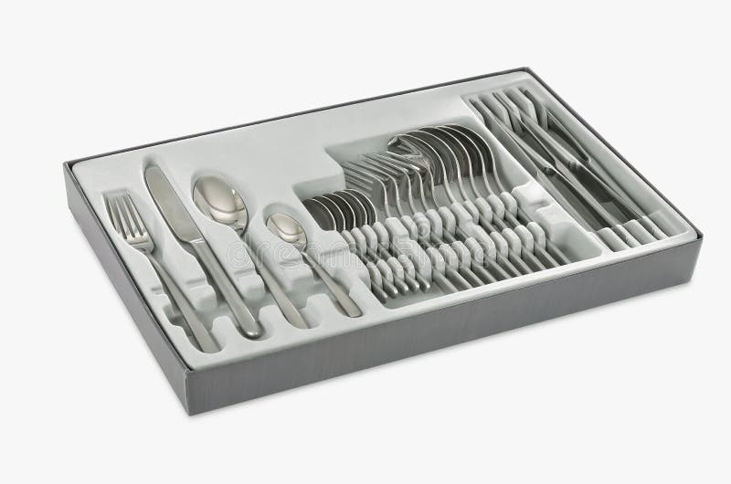 Cutlery in box stock image. Image of spoon, closeup, steel 75433531