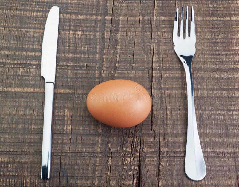 Cutlery Fork and Knife and Egg. Stock Photo Image of holiday