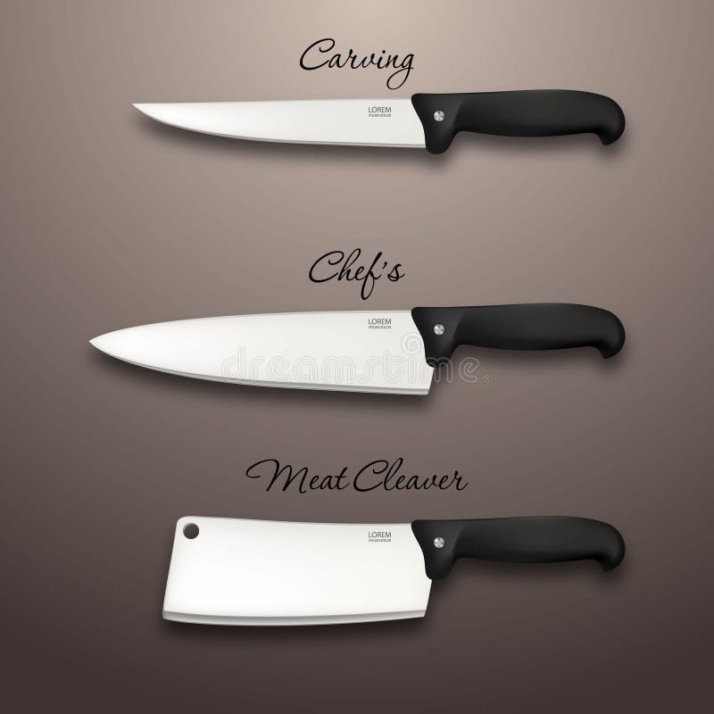 Cutlery Icon Set Vector Realistic Kitchen Knives . Design Template in