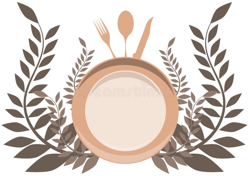 Cutlery Logo With Floral Decoration Isolated Stock Vector Image 39478280