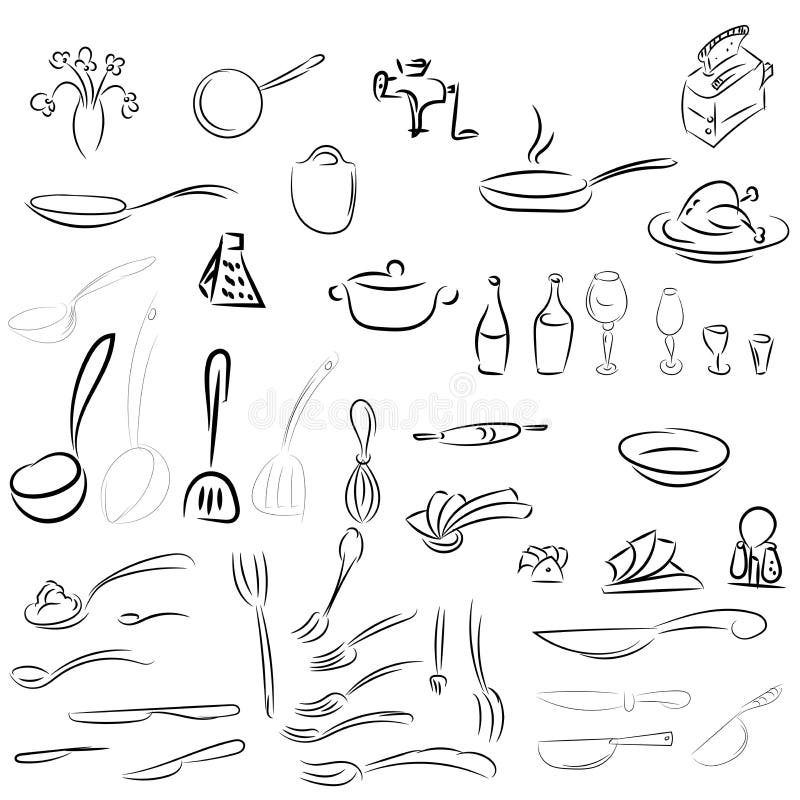 Cutlery, obiadowa usługa Łyżka, rozwidlenie, nóż, kopyść, garnki, niecki ilustracji Cutlery, obiadowa usługa Łyżka, rozwidlenie, nóż, kopyść, garnki, niecki ilustracji
