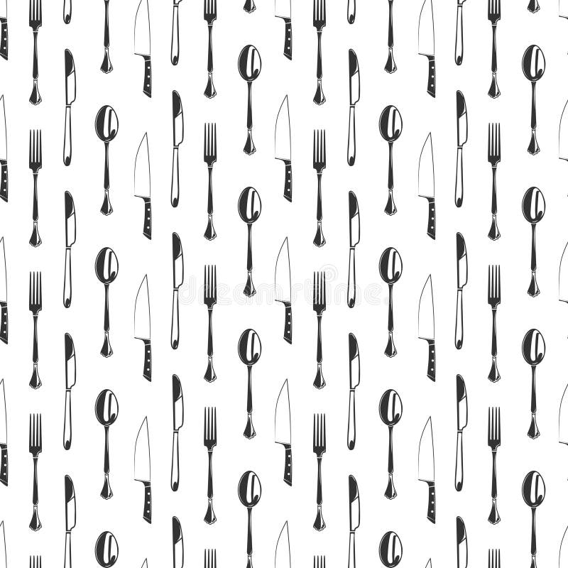 Cutlery Seamless Pattern Design Kitchen, Restaurant or Cafe Seamless
