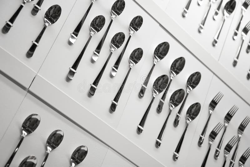 Cutlery in a store stock photo. Image of store, fork 13739152