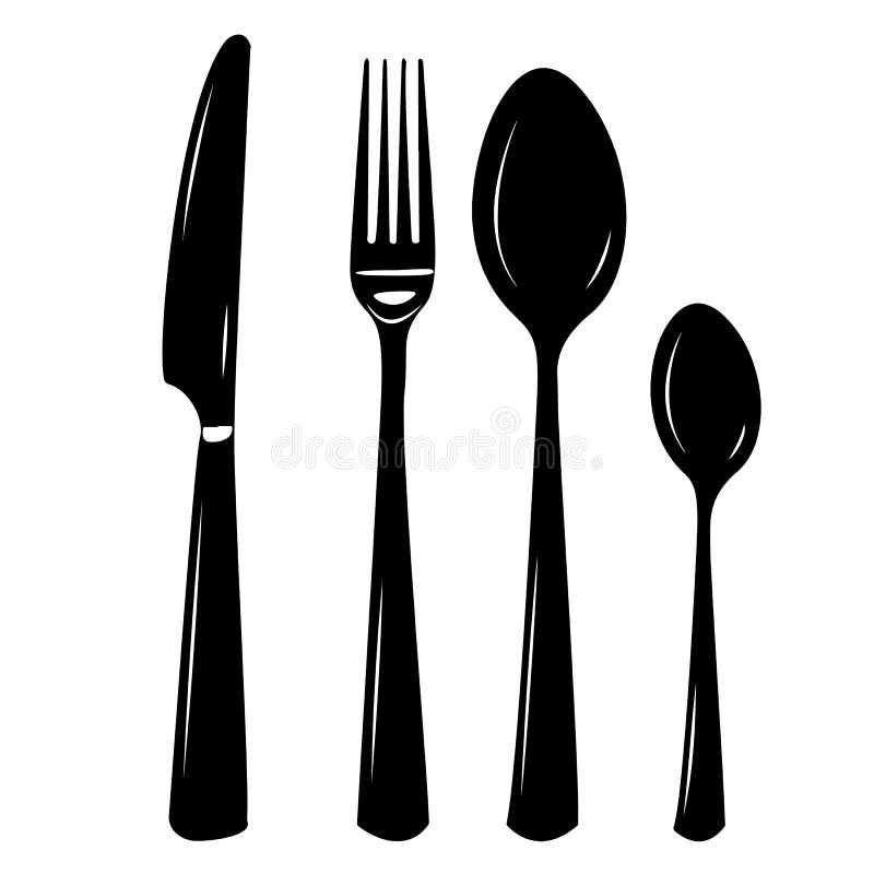 Cutlery vector illustration of knife, spoon, fork, teaspoon