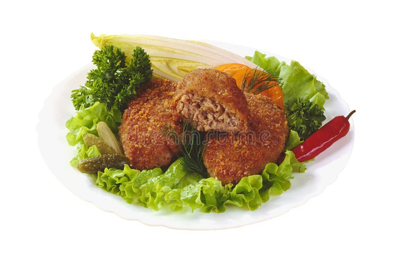 Cutlets on salad leaves