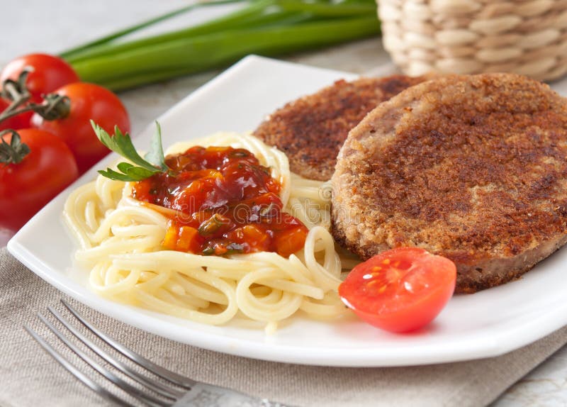 Cutlets with the vermicelli.