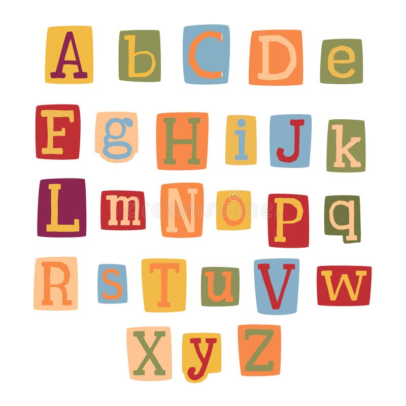 Colorful Newspaper Magazine Alphabet Stock Illustrations – 256 Colorful ...