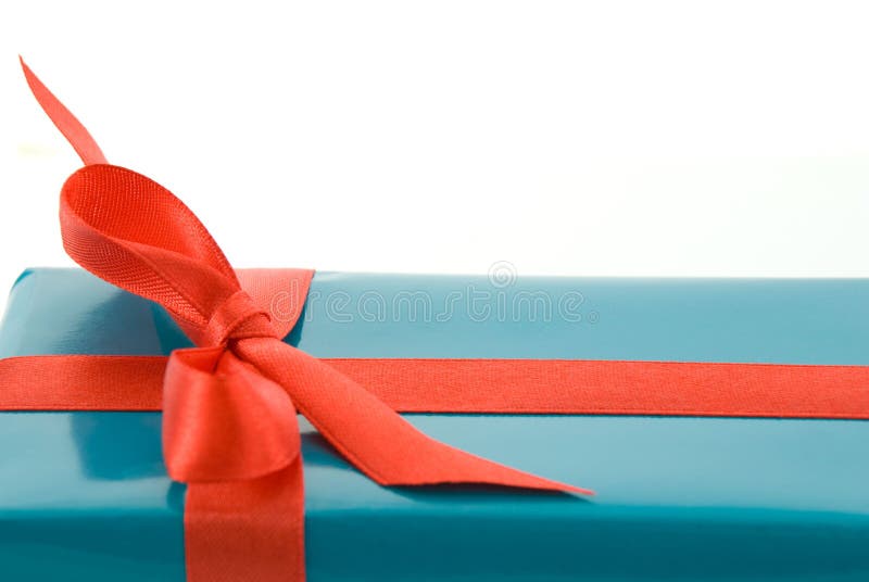 Cutout of a gift. Cutout of a blue red gift, on white stock photos Cutout of a gift. Cutout of a blue red gift, on white stock photos