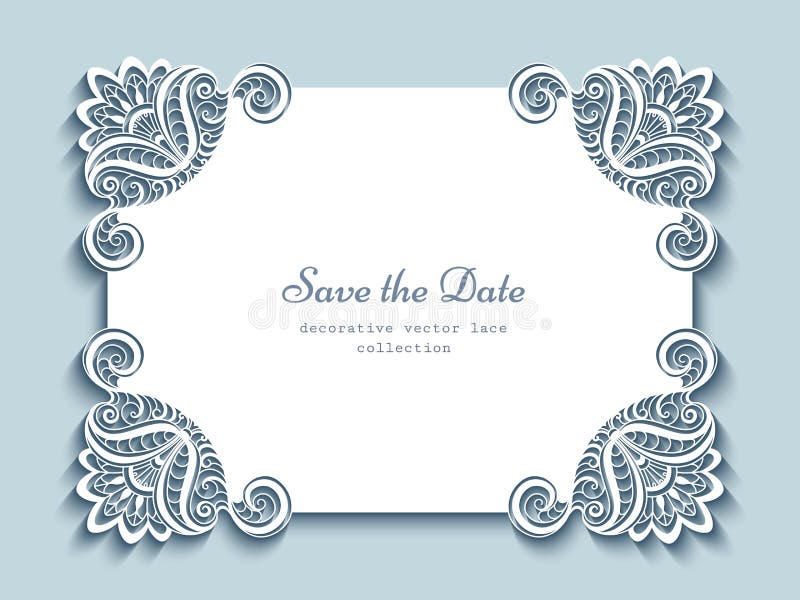 Cutout paper card with lace corners royalty free illustration Cutout paper card with lace corners royalty free illustration