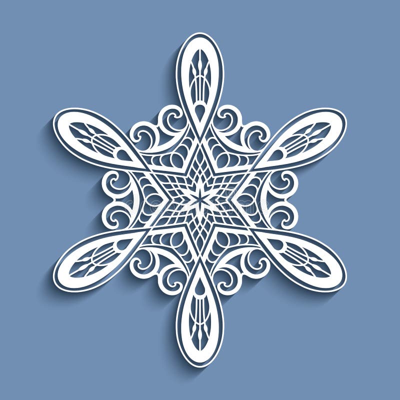 Cutout Paper Lace Snowflake, Crochet Ornament Stock Vector 