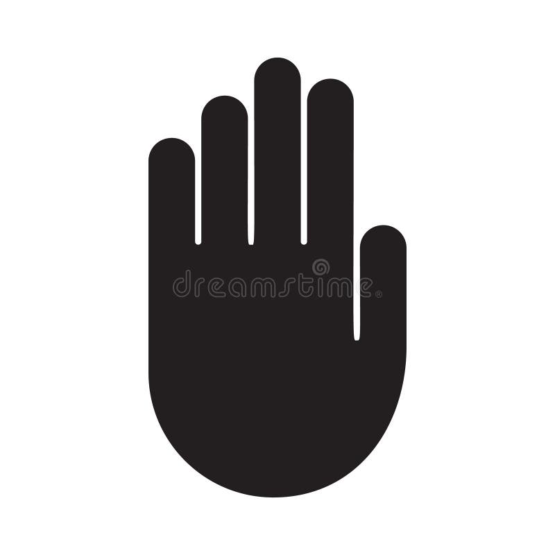 Cutout Silhouette Palm Of Right Hand Icon Outline Template For Warning Taboo And Ban Black Simple Illustration Flat Isolated Stock Vector Illustration Of Cutout Fingers