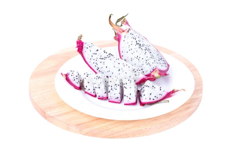 Cutted Dragon Fruit On Wooden Board Stock Photo Image of round