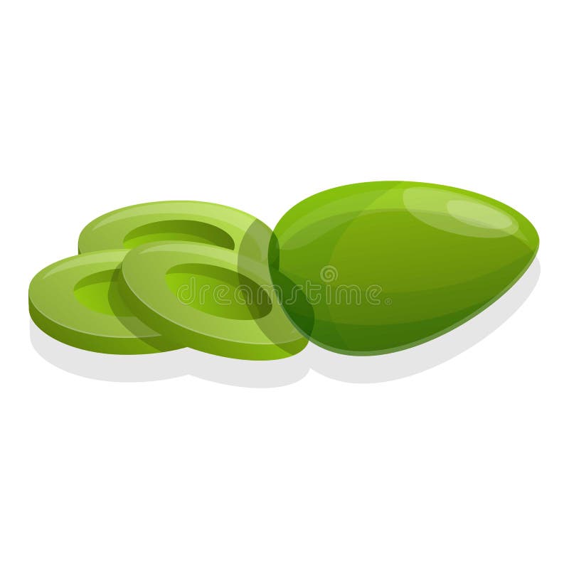 Cutted Green Olive Icon, Cartoon Style Stock Vector Illustration of