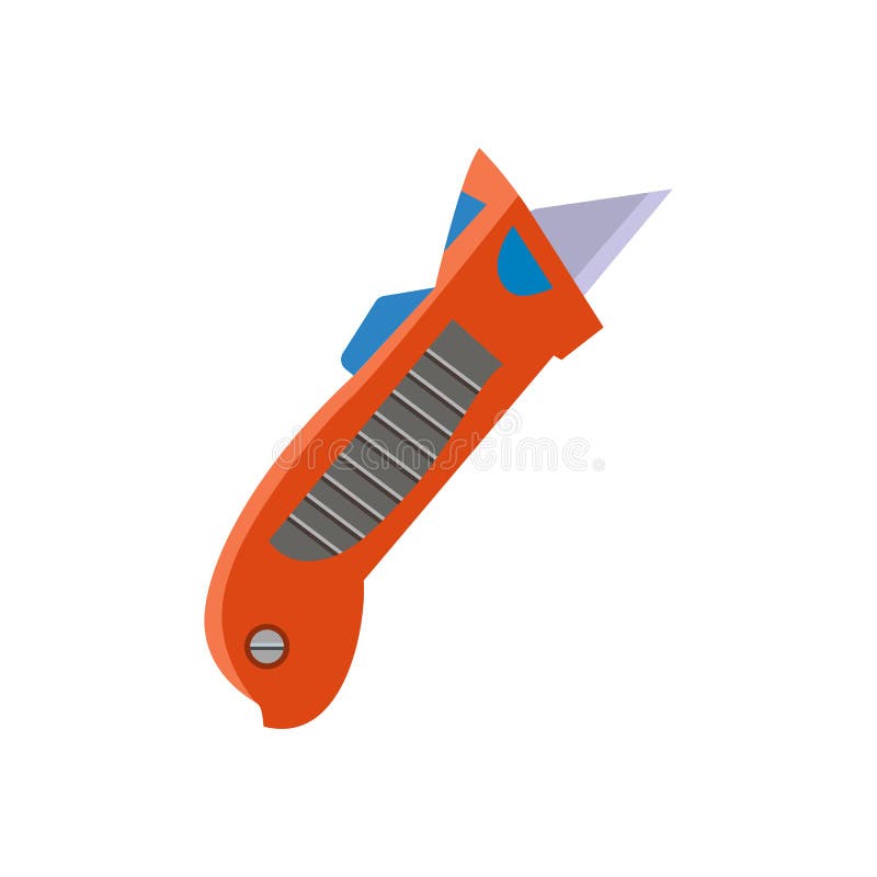 Red cutter knife clipart. Simple box cutter watercolor style