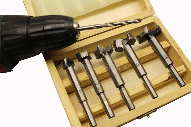Cutters for Drilling in a Wooden Box Stock Image Image of yellow