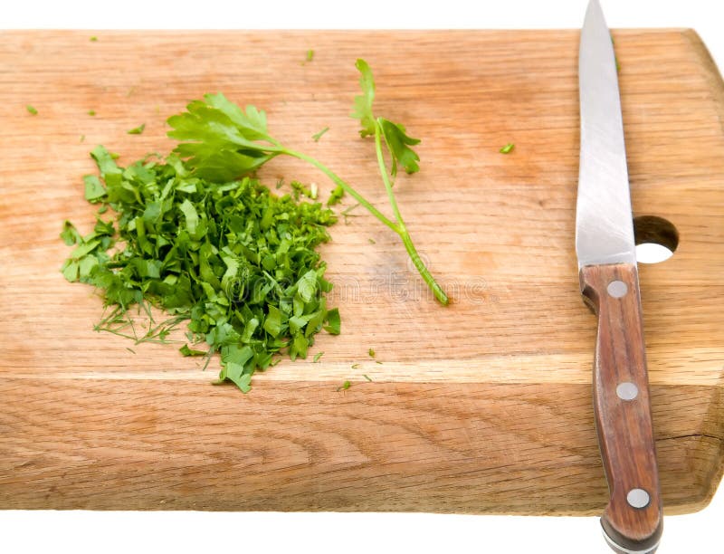 Cutting Board with Green Chopped Herbs Stock Image Image of salad, cooking 10280613
