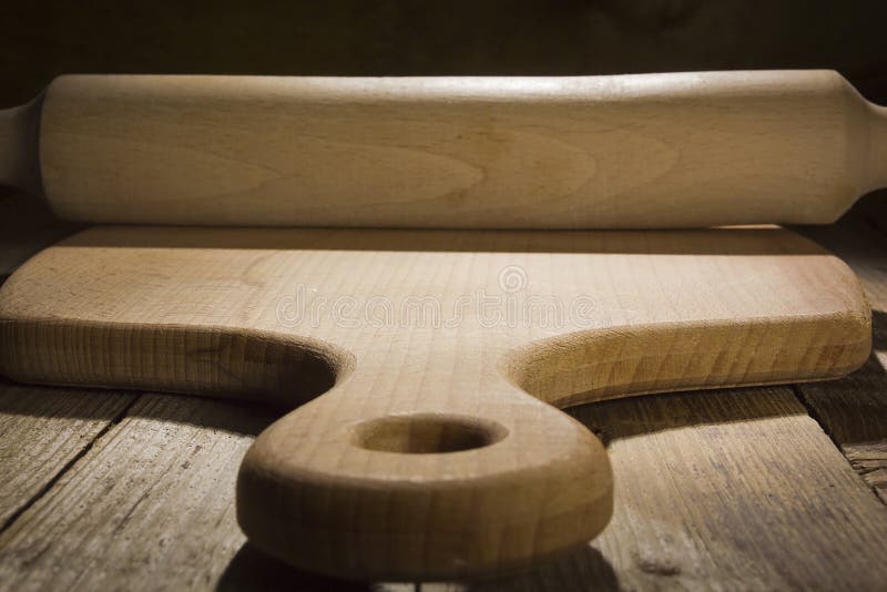 Cutting Board and Rolling Pin Stock Photo Image of home, bread 115770062