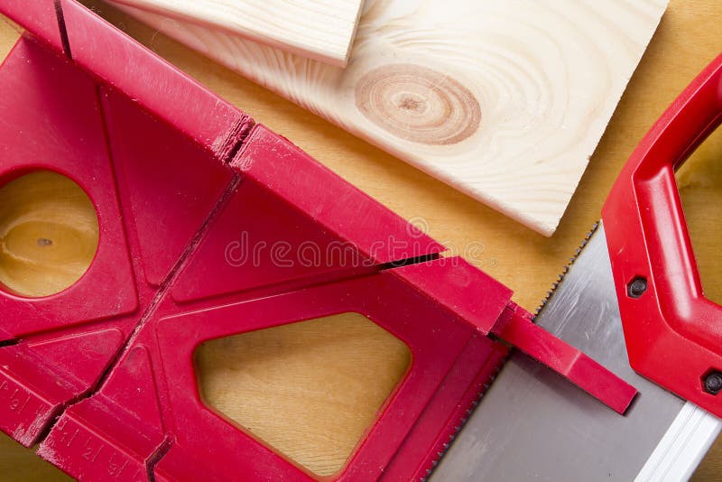 Cutting Boards Using the Miter Box and Saw. Stock Photo Image of tool