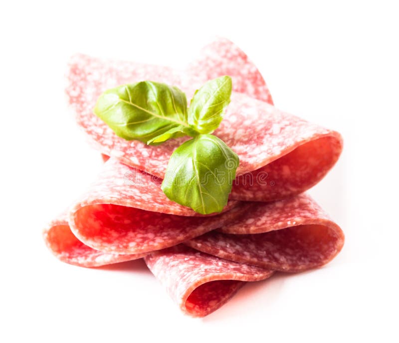 Salami slices isolated stock image. Image of bacon, cuisine 104025265