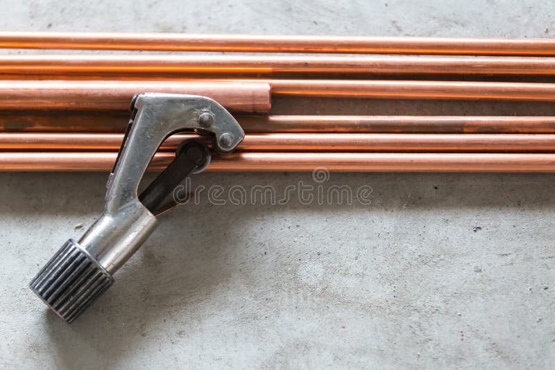 Cutting Copper Pipe Air Conditioner Stock Photo Image of installation