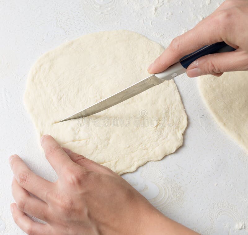 Cutting the Dough with a Knife Stock Photo Image of pastry, kitchen