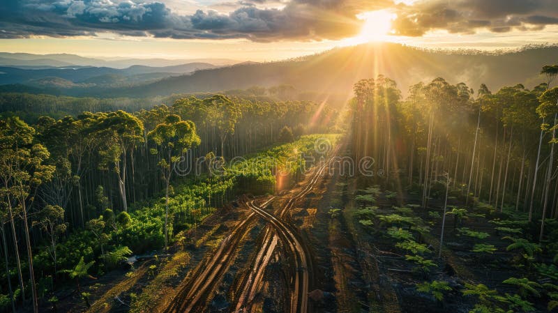 Cutting down trees for agriculture stock photography