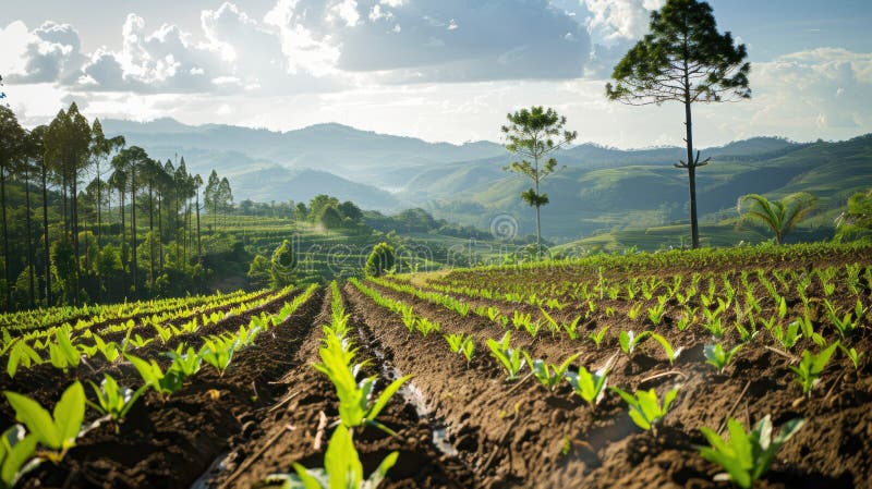 Cutting down trees for agriculture stock photo