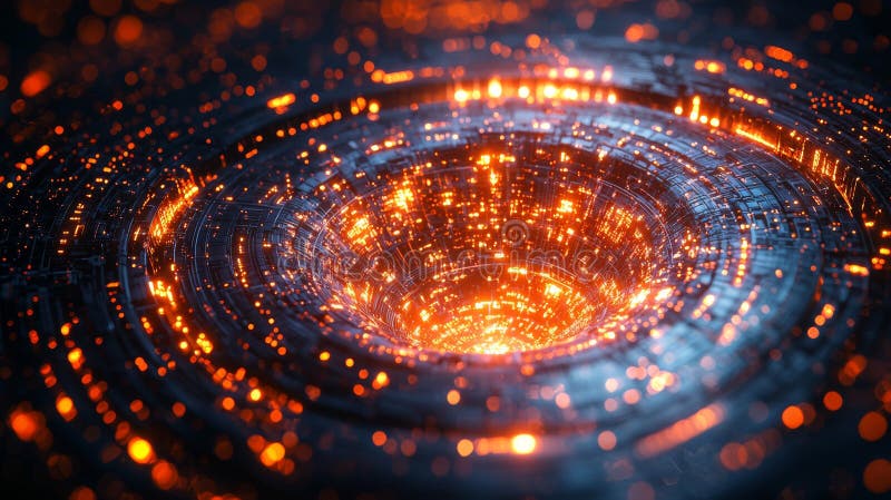 Cutting-edge digital disruption design integrates futuristic tech components and offers substantial space for stock photos