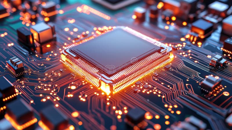 Cutting Edge Neuromorphic Computing Chip Technology royalty free illustration