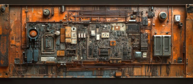 Cutting-Edge Tech: Digital Circuit Board and Textures Conveying Innovation and Precision. Versatile Image with Modern Co royalty free illustration