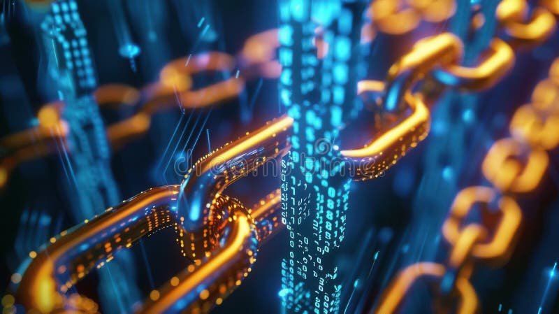 An image of a blockchain developer working on code using a blockchain development framework on a computer screen. The room is filled with modern technology and gadgets, reflecting a futuristic, vibrant background. Blockchain network analysis stock images, royalty-free photos and pictures