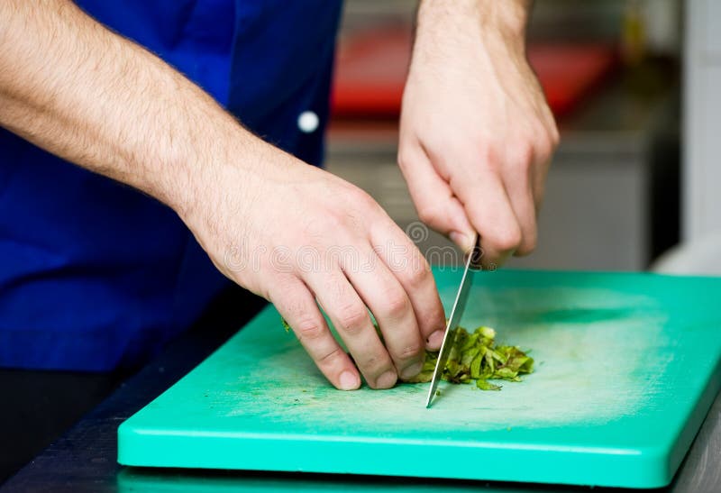 Cutting greens on board stock image. Image of kitchen 18914949