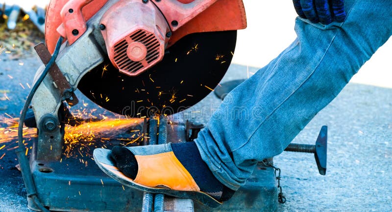 Cutting iron steel rods stock photo. Image of power - 113138748