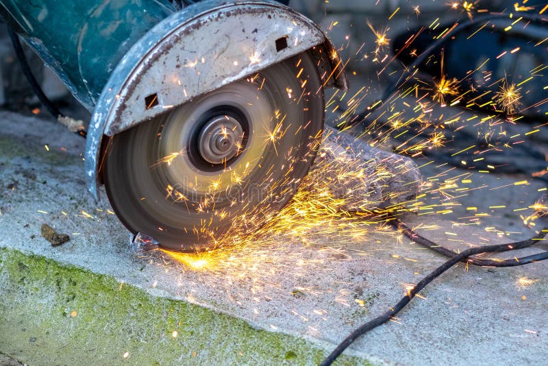 Cutting Metal with a Grinder. Sparks during Metal Cutting Stock Image Image of equipment, tool