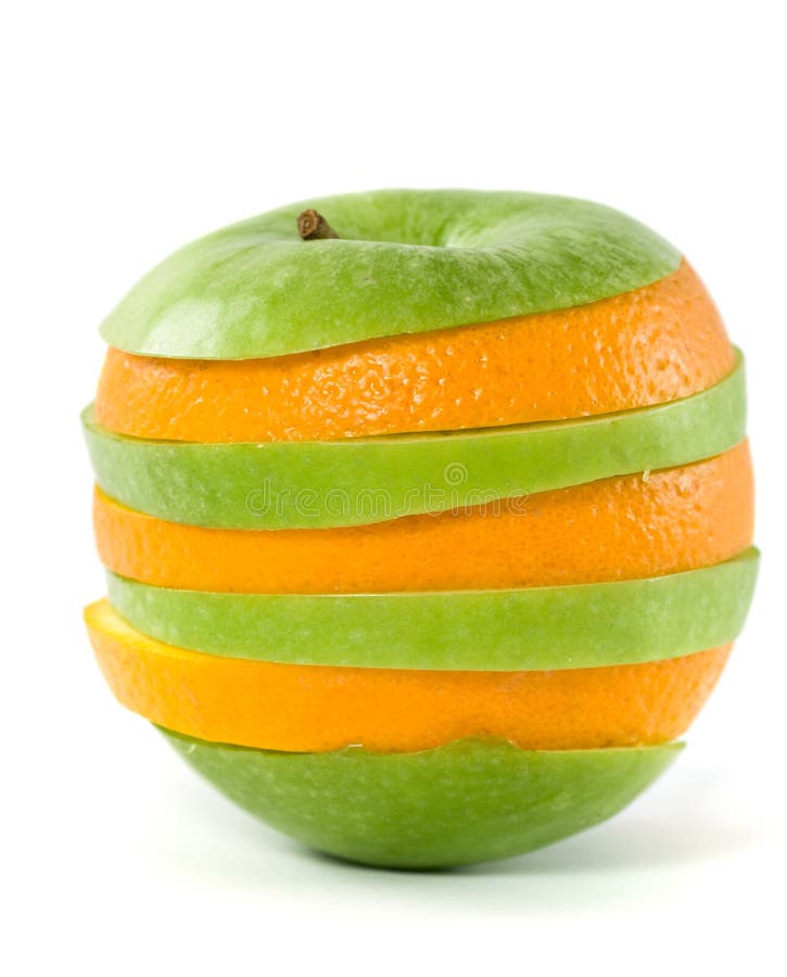 Cutting from an orange and an apple