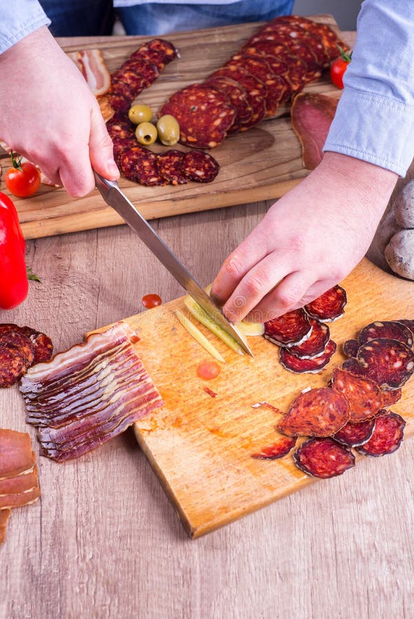 Cutting Paprika for Food Decoration Stock Photo Image of delicatessen