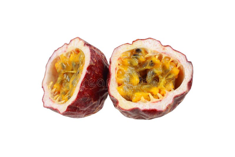 Cutting Passion Fruit Isolated on White Stock Photo Image of nature