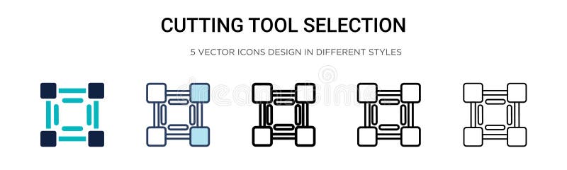 Cutting tool selection icon in filled, thin line, outline and stroke style. Vector illustration of two colored and black cutting vector illustration