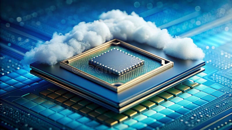 CuttingEdge Microchip Design Exploring the Intersection of Artificial Intelligence Cloud Computing and Semiconductor vector illustration