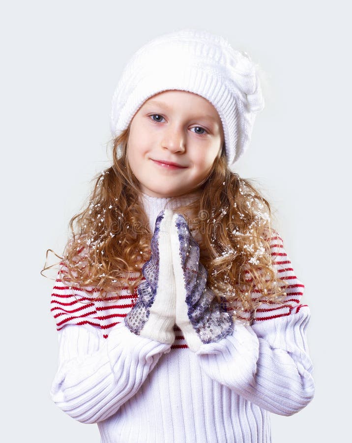 Cuty Little Girl in Winter Wear Stock Image - Image of positive ...