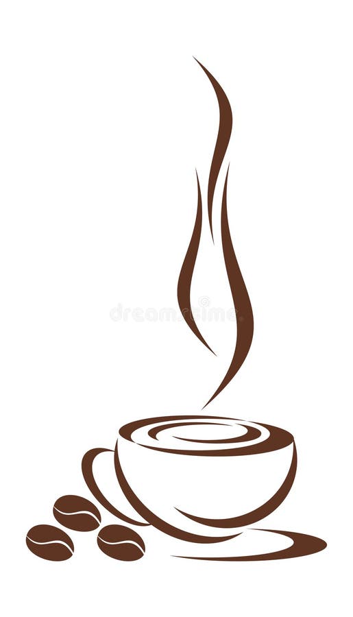 In drawing the cup from coffee is represented. Three grains nearby lie. It is all on a white background. In drawing the cup from coffee is represented. Three grains nearby lie. It is all on a white background.