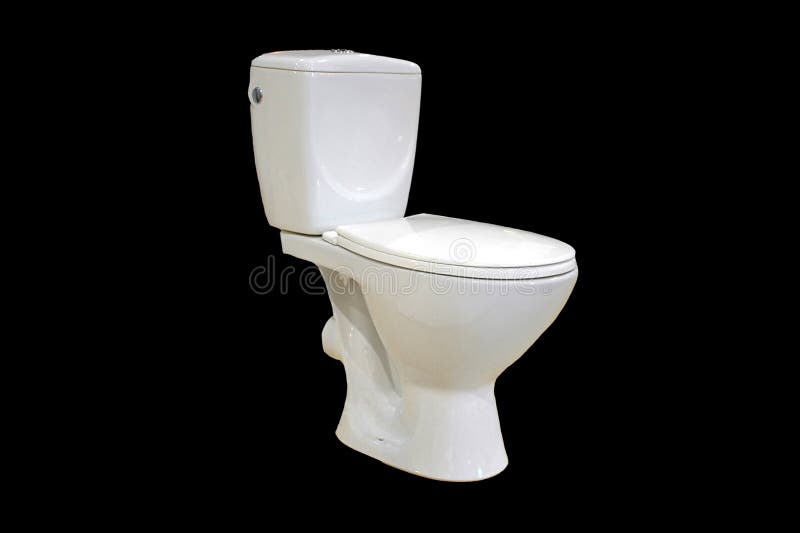 Cuvette De Toilette Blanche Sur Le Fond Noir Photo stock Image du