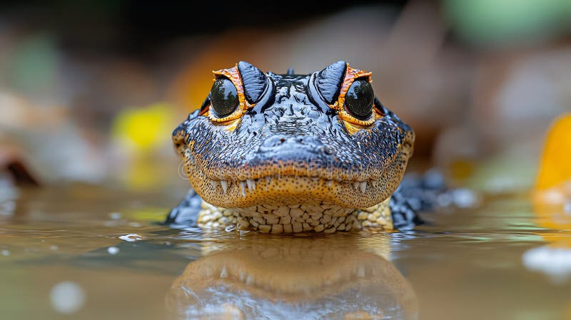 Cuvieraeuro Trade s Dwarf Caiman częściowo zanurzony w bagnach zdjęcie royalty free