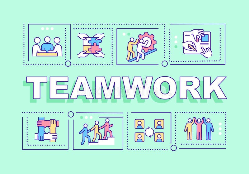 Cuvinte de teamwork concepte de banner verde stock illustration